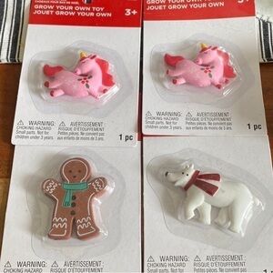 Lot of 4 Grow your own toy‎ Christmas gingerbread man, polar bear, unicorn